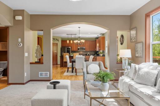 The view of the kitchen from the Living Room