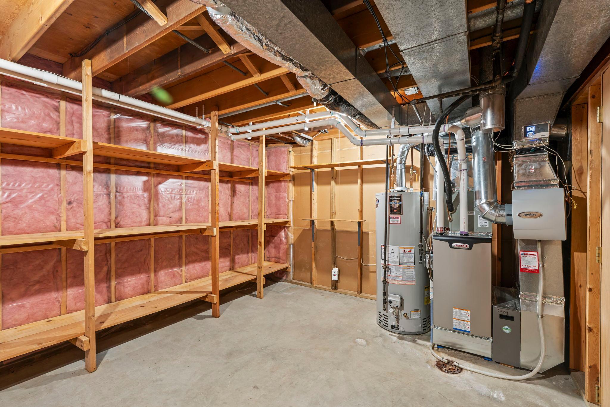 Great basement storage shelving and spaces! Updated mechnicals!