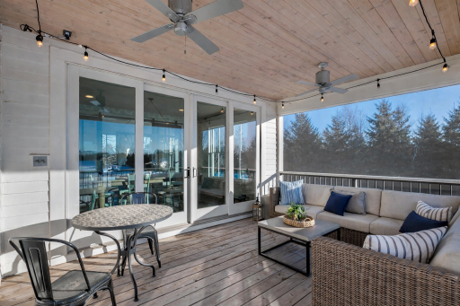Comfortable screen porch overlooking the pasture.