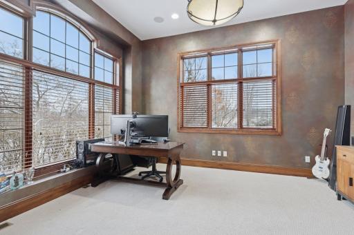 Main level office with oversized windows