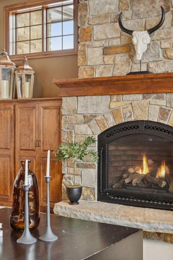 Detail image of the stone surround fireplace