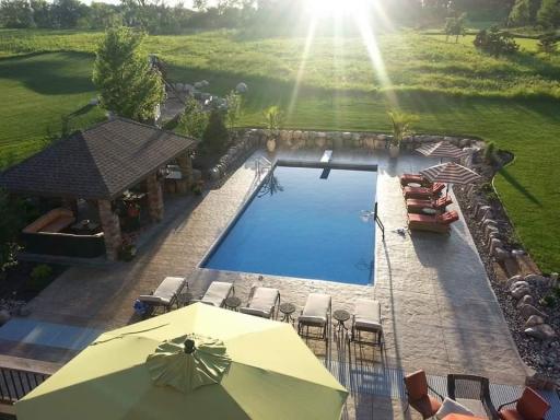 The tranquil backyard oasis of 225 Calamus Circle