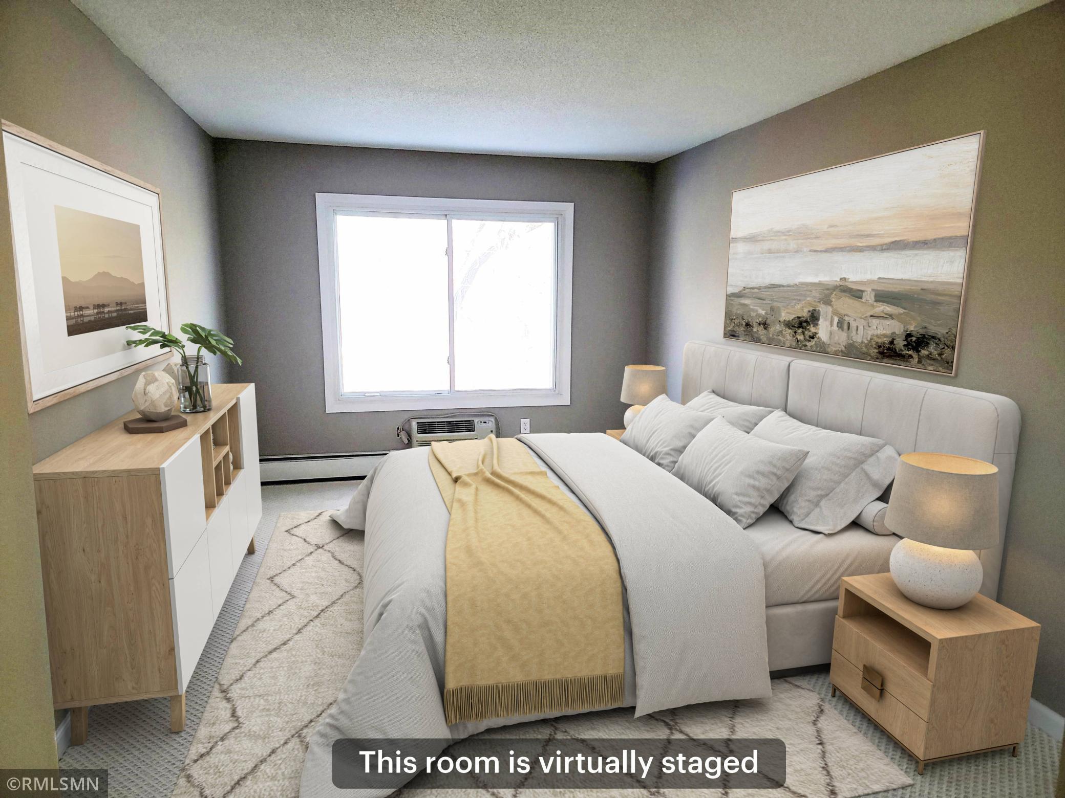 Virtually staged Premiry bedroom