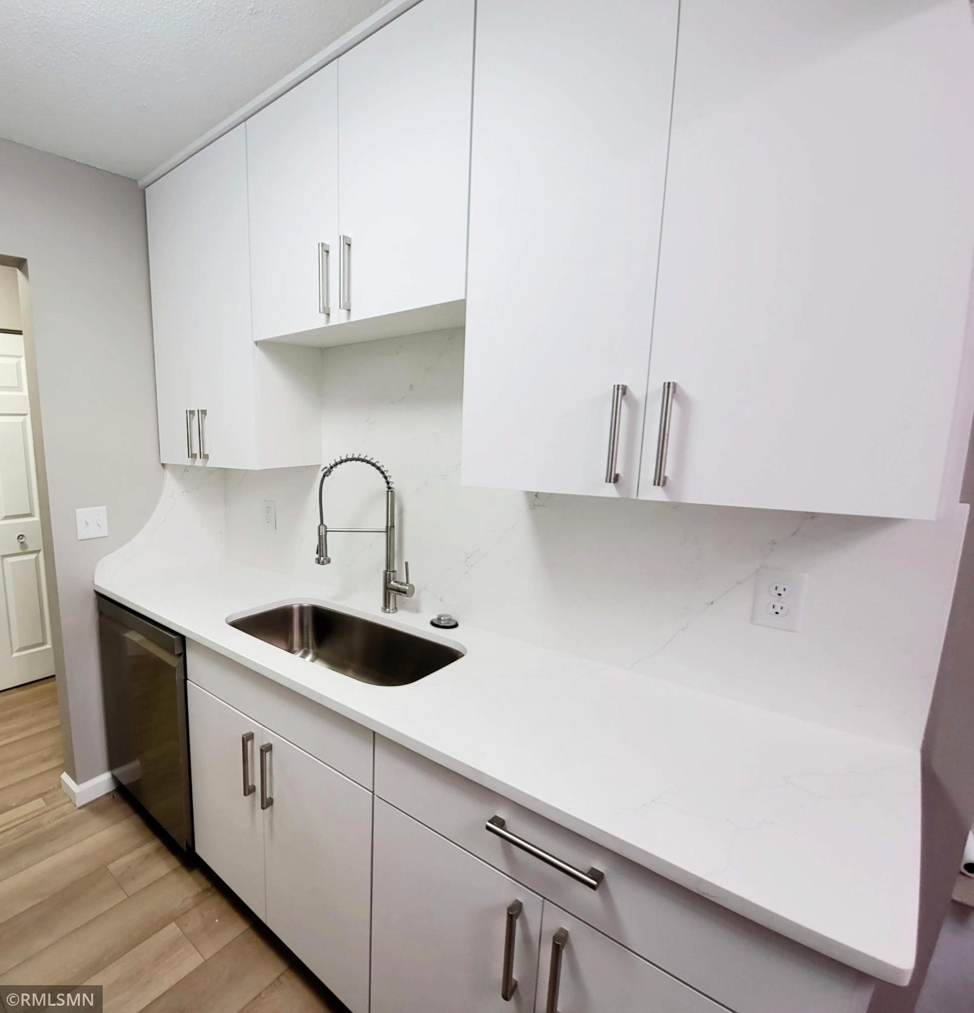 Quartz countertops and back splash wall