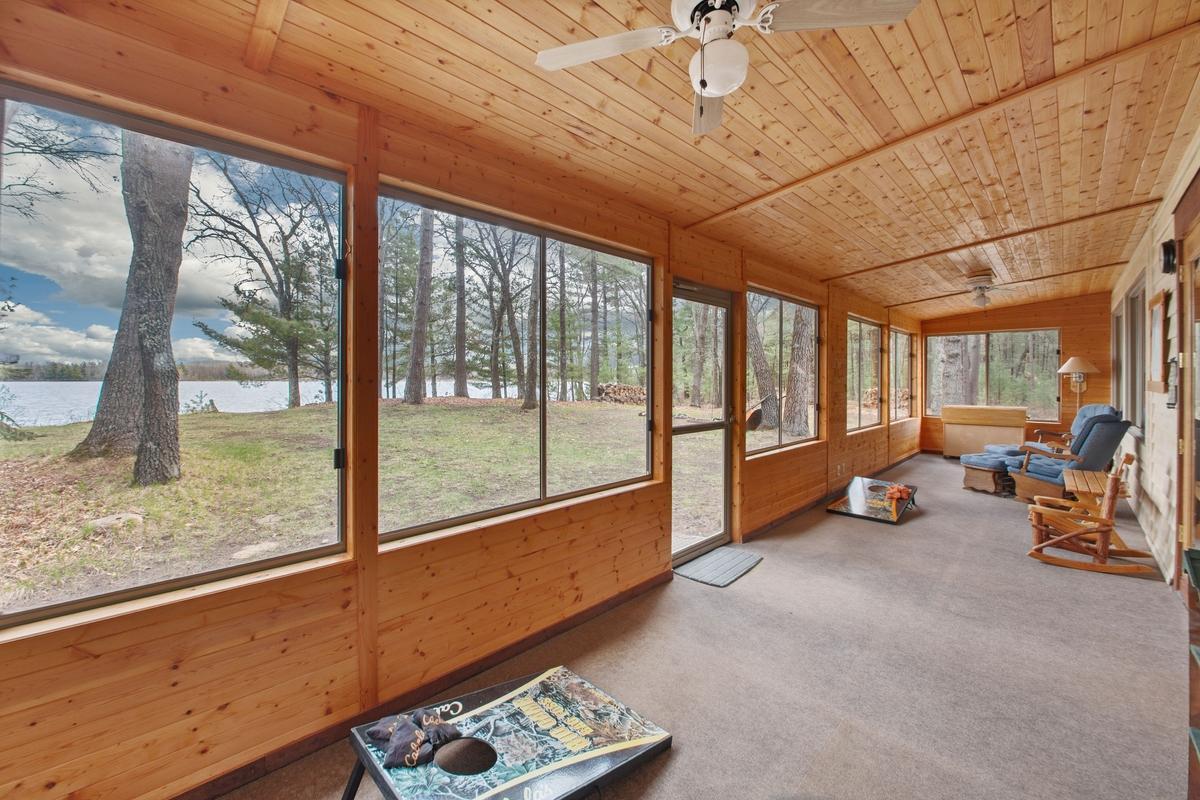 Spacious lakeside porch.