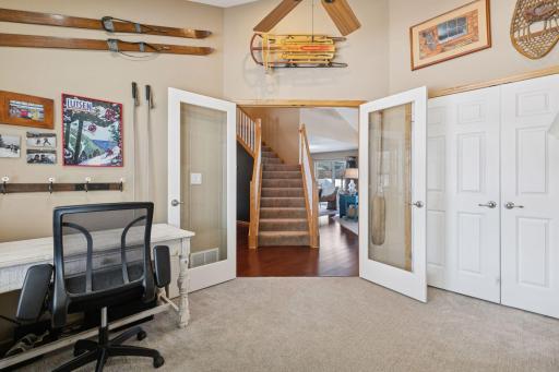 Main-level Office with French doors and closet.