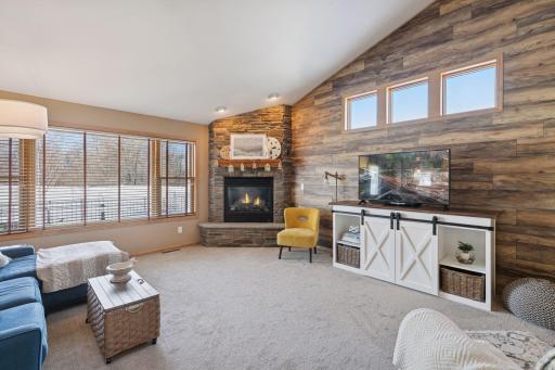 Vaulted ceilings create an open, airy main living space.