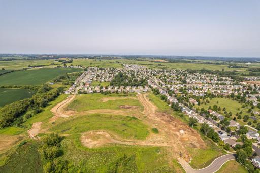Aerial shot of the Ponds at Highland Hills Community.
