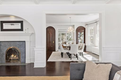 Formal dining room with original curved doors