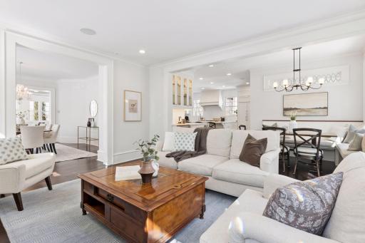 Family room with informal dining opens to chef's kitchen