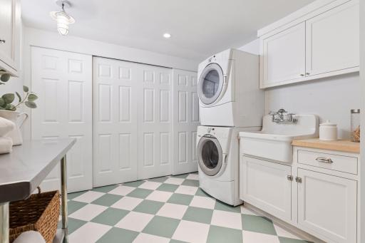 Ample size lower level laundry room