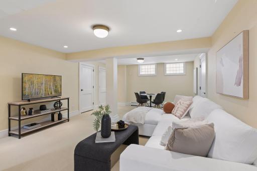 Lower level family room with half bath