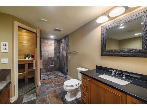 Lower level full bath with soaker tub and sauna