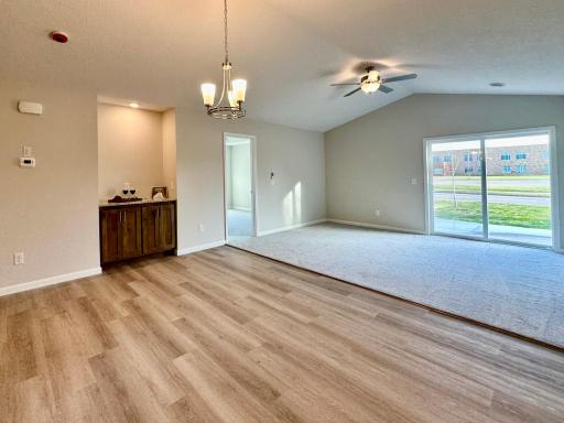 Dining and living room view towards owner's suite