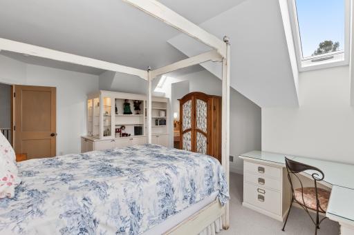 Second level bedroom with custom built-ins