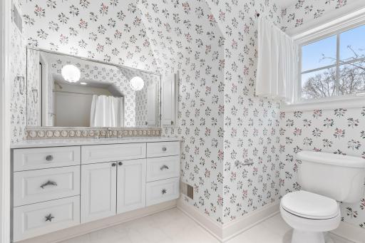 Customized cabinetry in second level bathroom