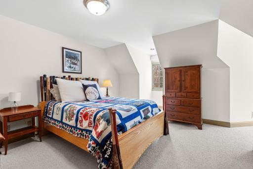 Second level bedroom with views and architectural interest