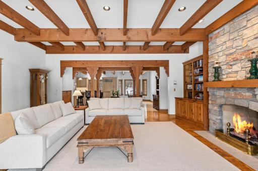 Generous sized living room with open floor plan to kitchen and casual dining