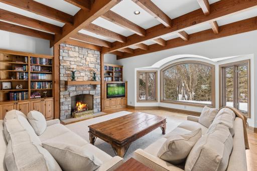 Hand-hewn beams crafted from reclaimed Lake Superior timber