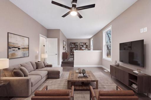 Virtually staged main floor office and den