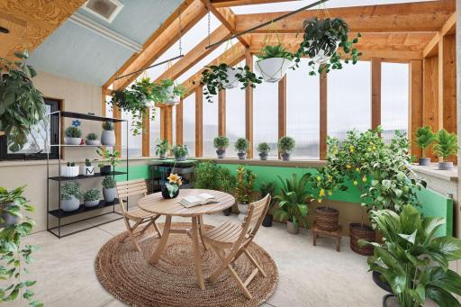 Greenhouse. Image has been virtually staged.