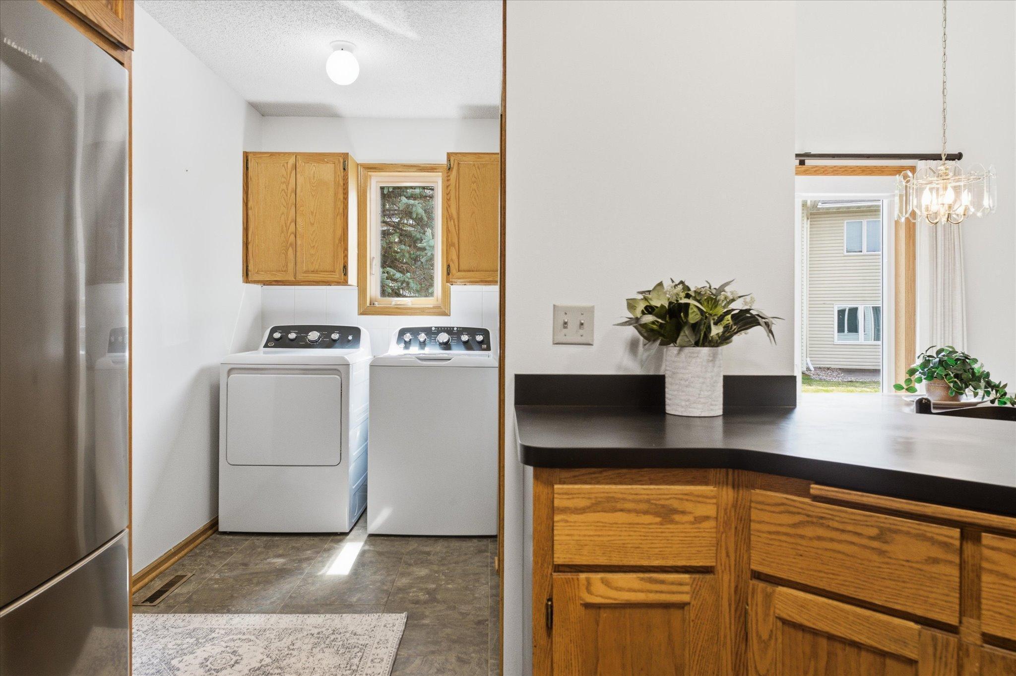 Laundry off the kitchen and garage entry