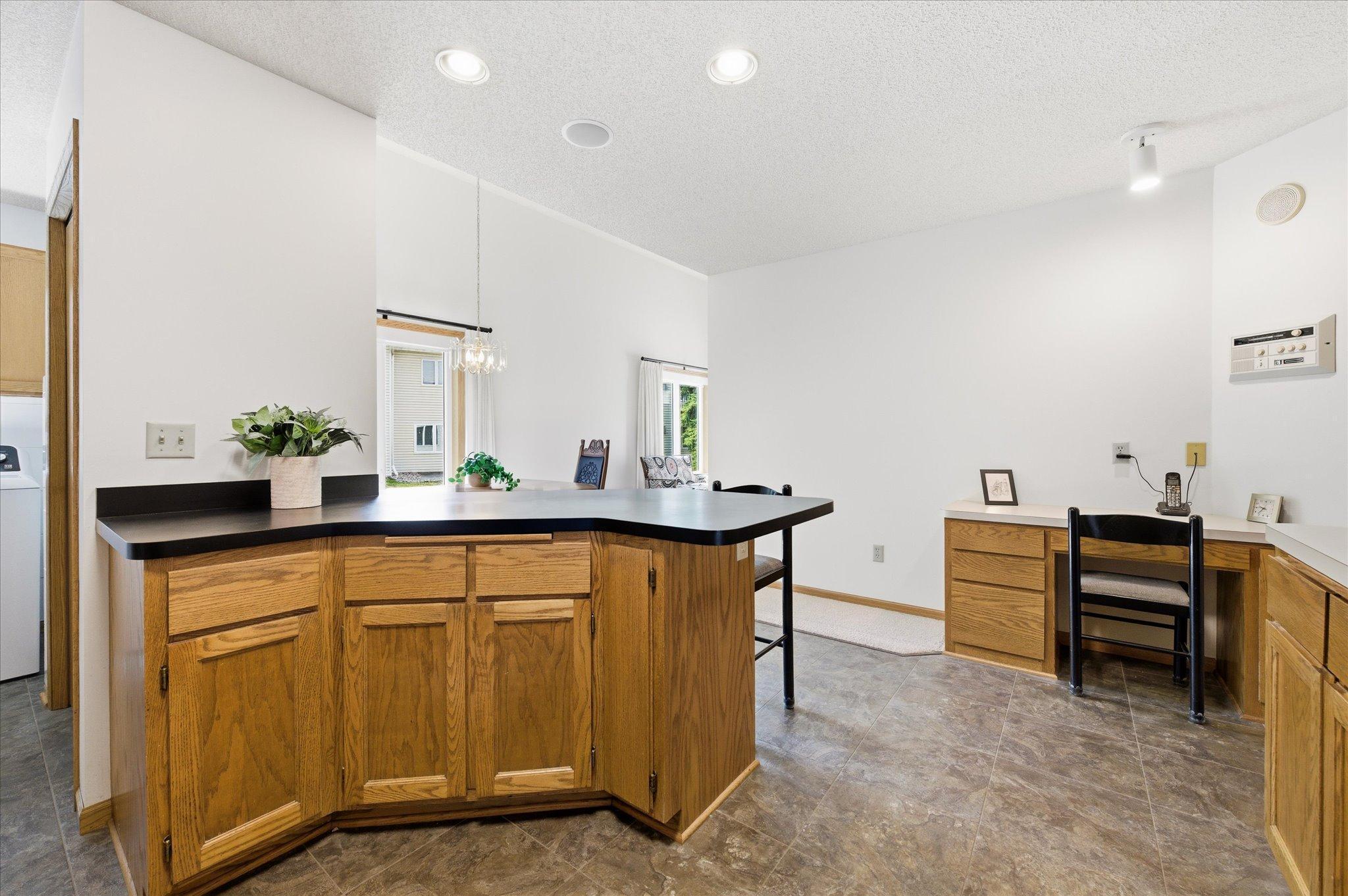 Kitchen open to office area