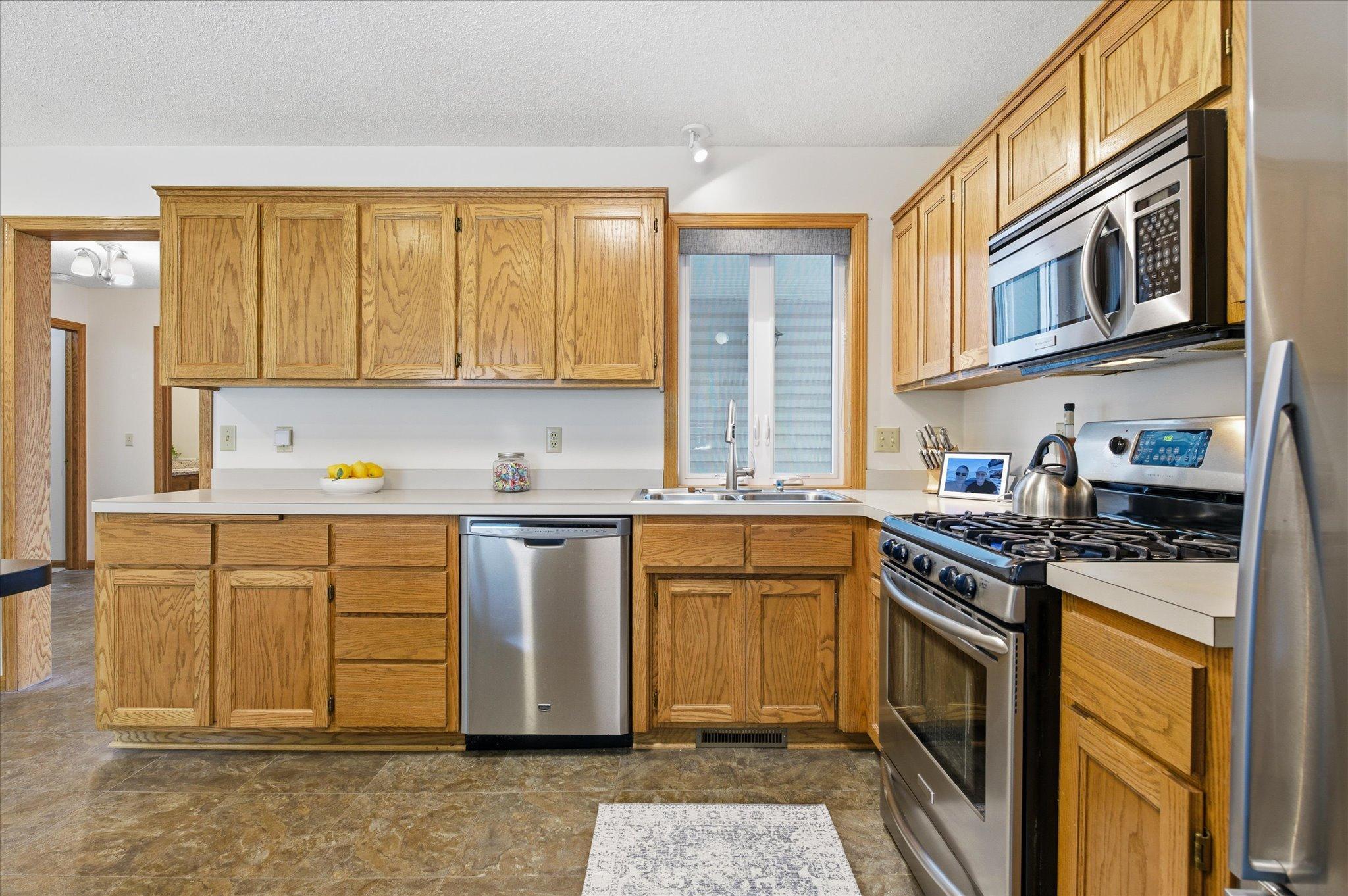Stainless steel appliances in the kitchen