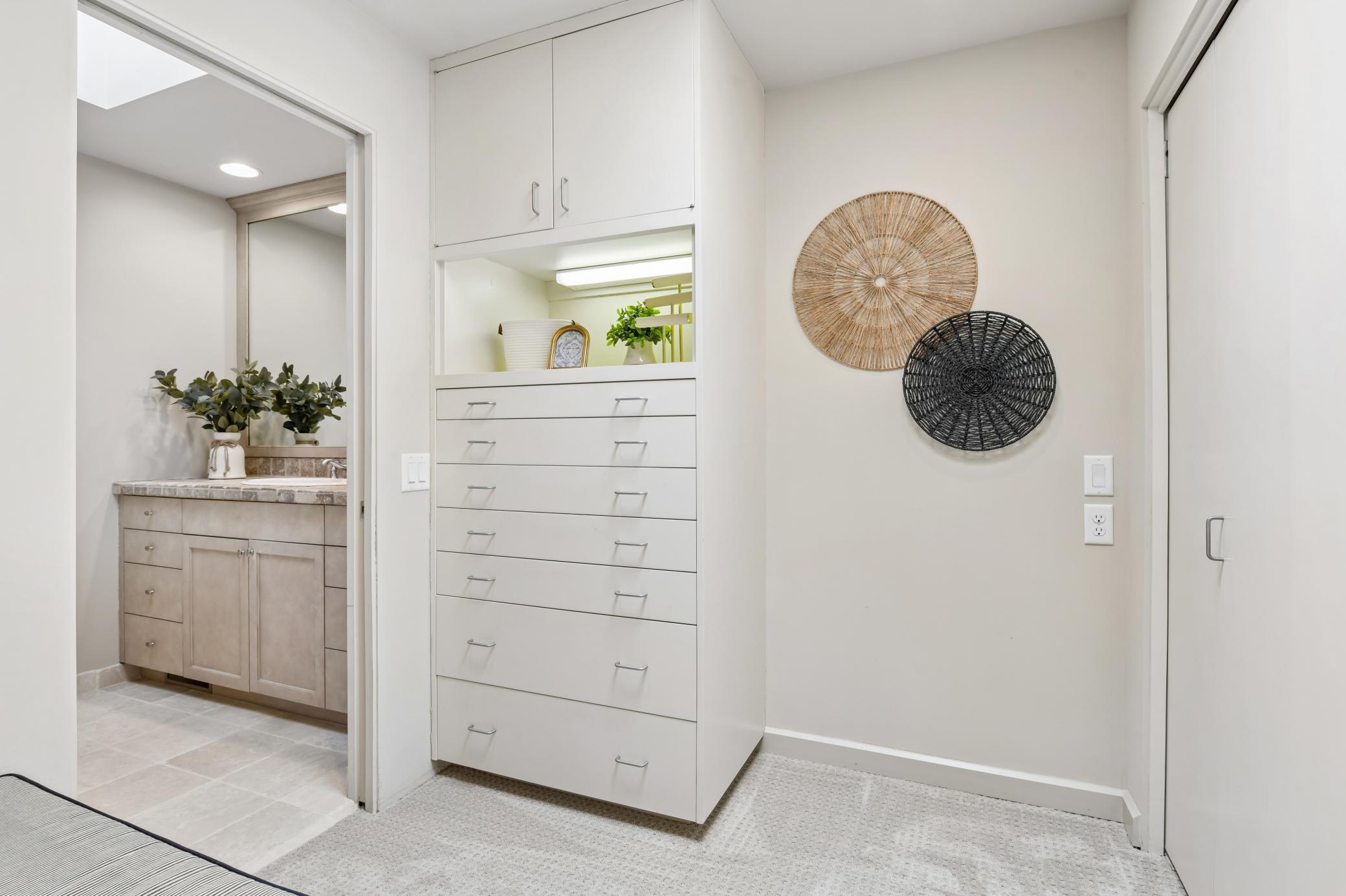 One of two built-in dressers