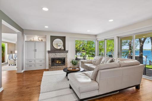 The hearth room, kitchen and dining area create the perfect daily spaces connected for ease and light filled with panoramic views.