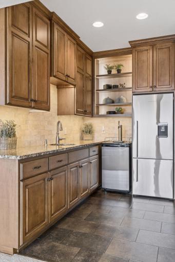 Wet bar in lower level is centrally located and ready for the next Happy Hour!