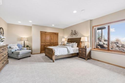 Absolutely stunning lower level bedroom three is enormous and any kids dreamspace. Custom closet shelving in both lower level bedrooms.