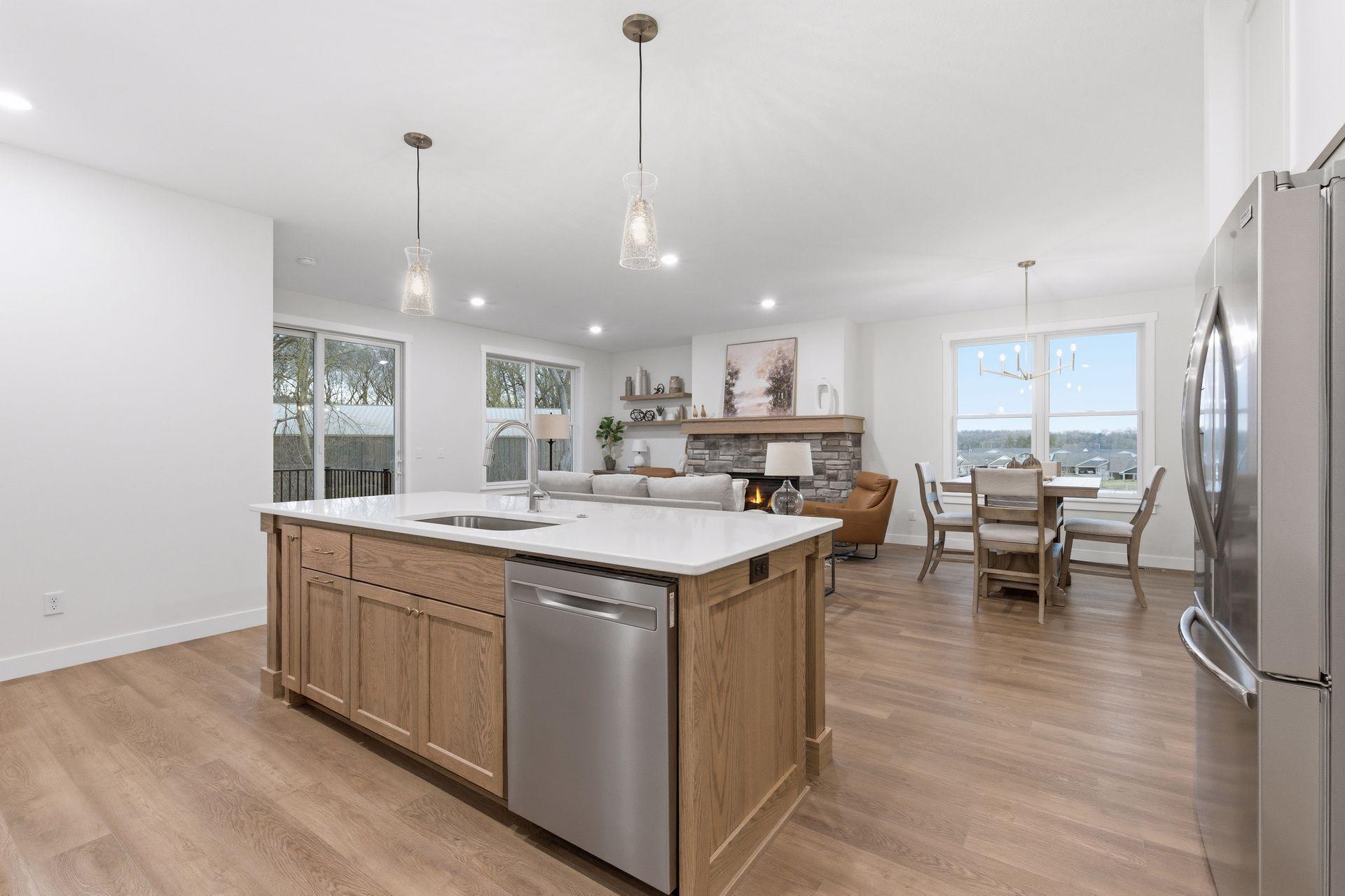 Large center island is the perfect space for food prep