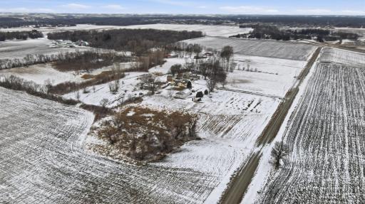 Aerial view of horse pasture and property