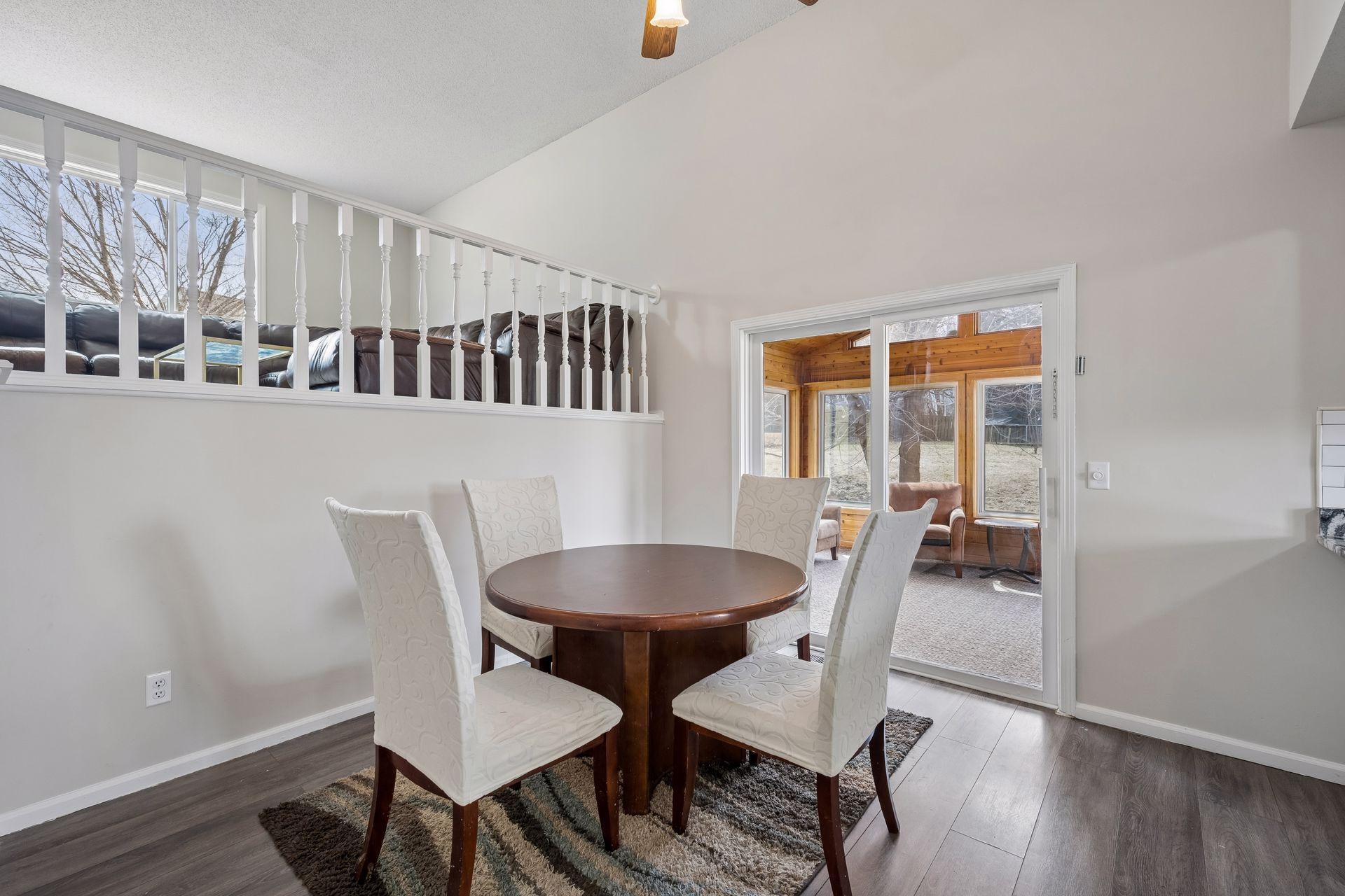 Dining area with view into the sun room