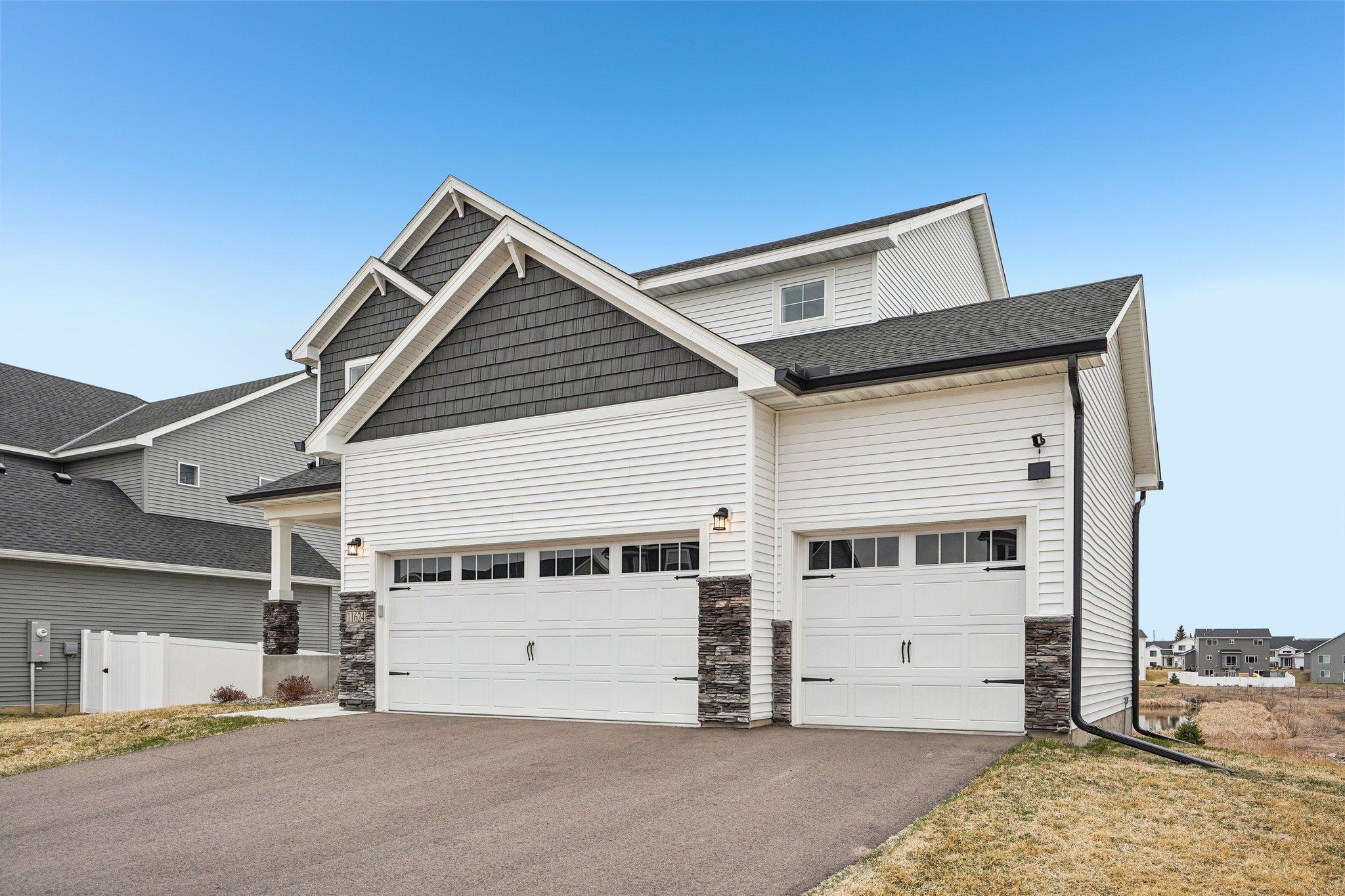 Three car, attached garage.