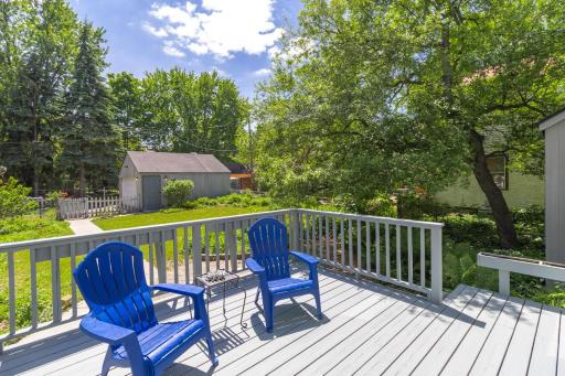 Large deck off dining room expands the living space in the warm weather