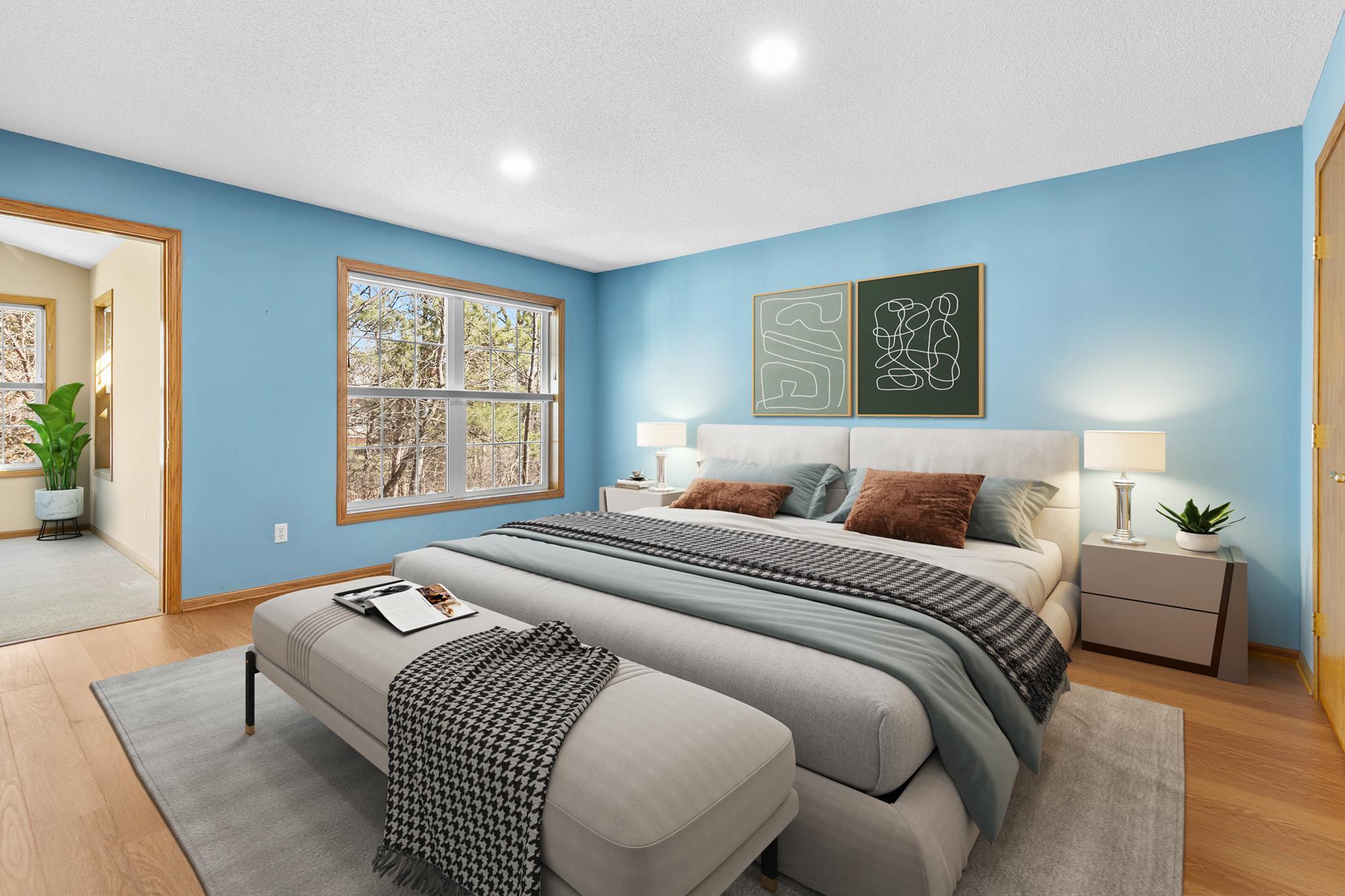 Primary bedroom virtually staged