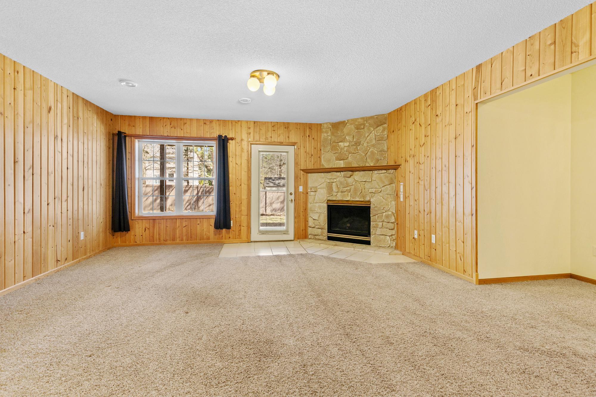 Open floor plan in lower level provides flexible space