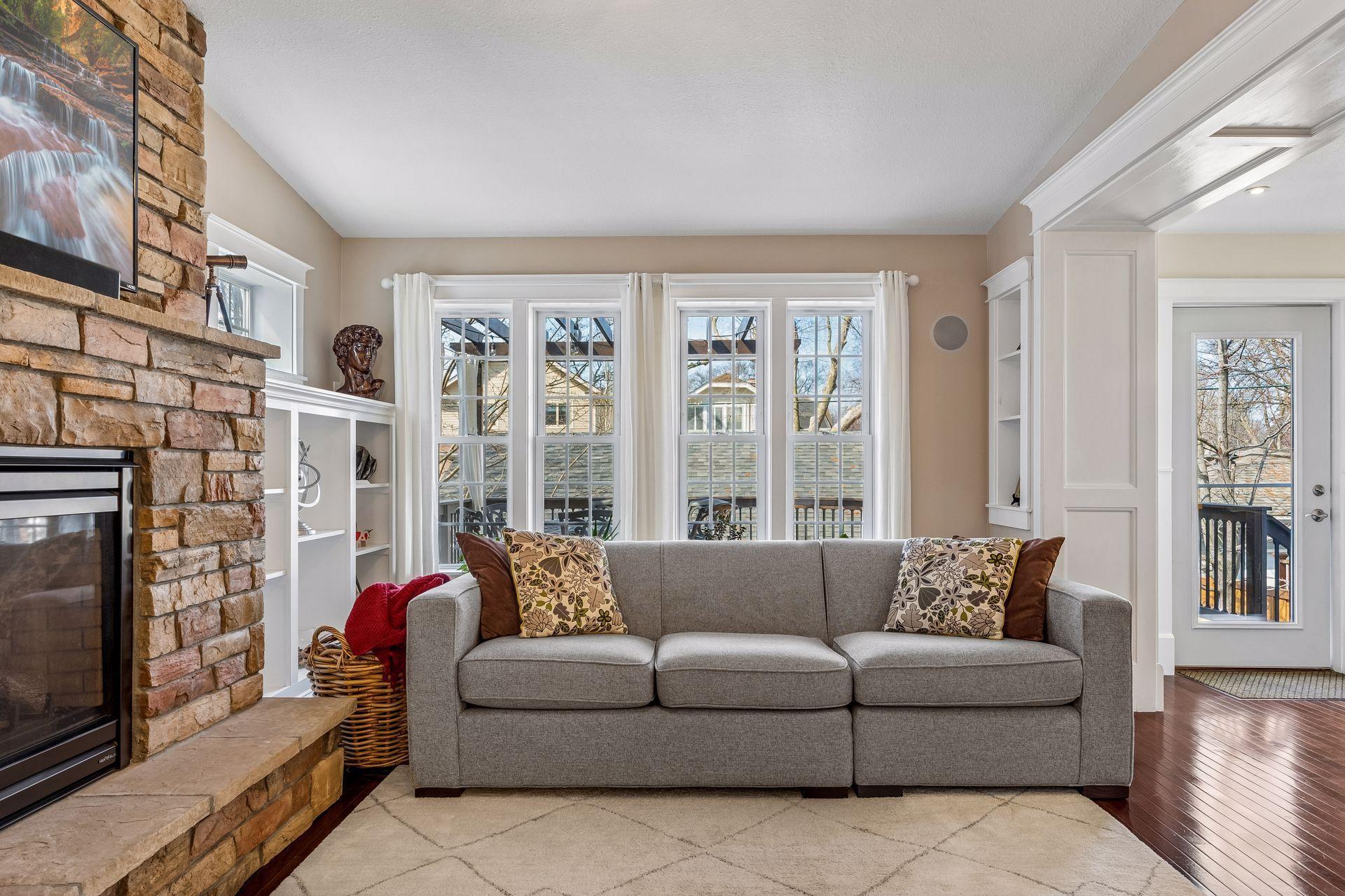 A comfortable room with access to the deck