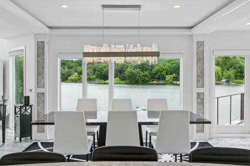 Enjoy incredible views of Lake Riley while dining