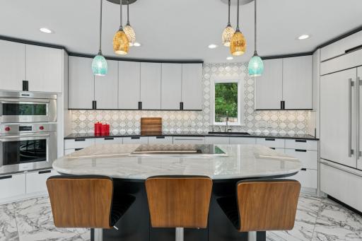 Backsplash has mother-of-pearl imported from Italy