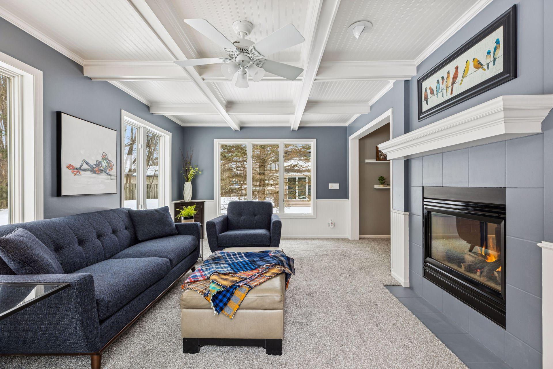 Sunroom with Coffered Ceiling