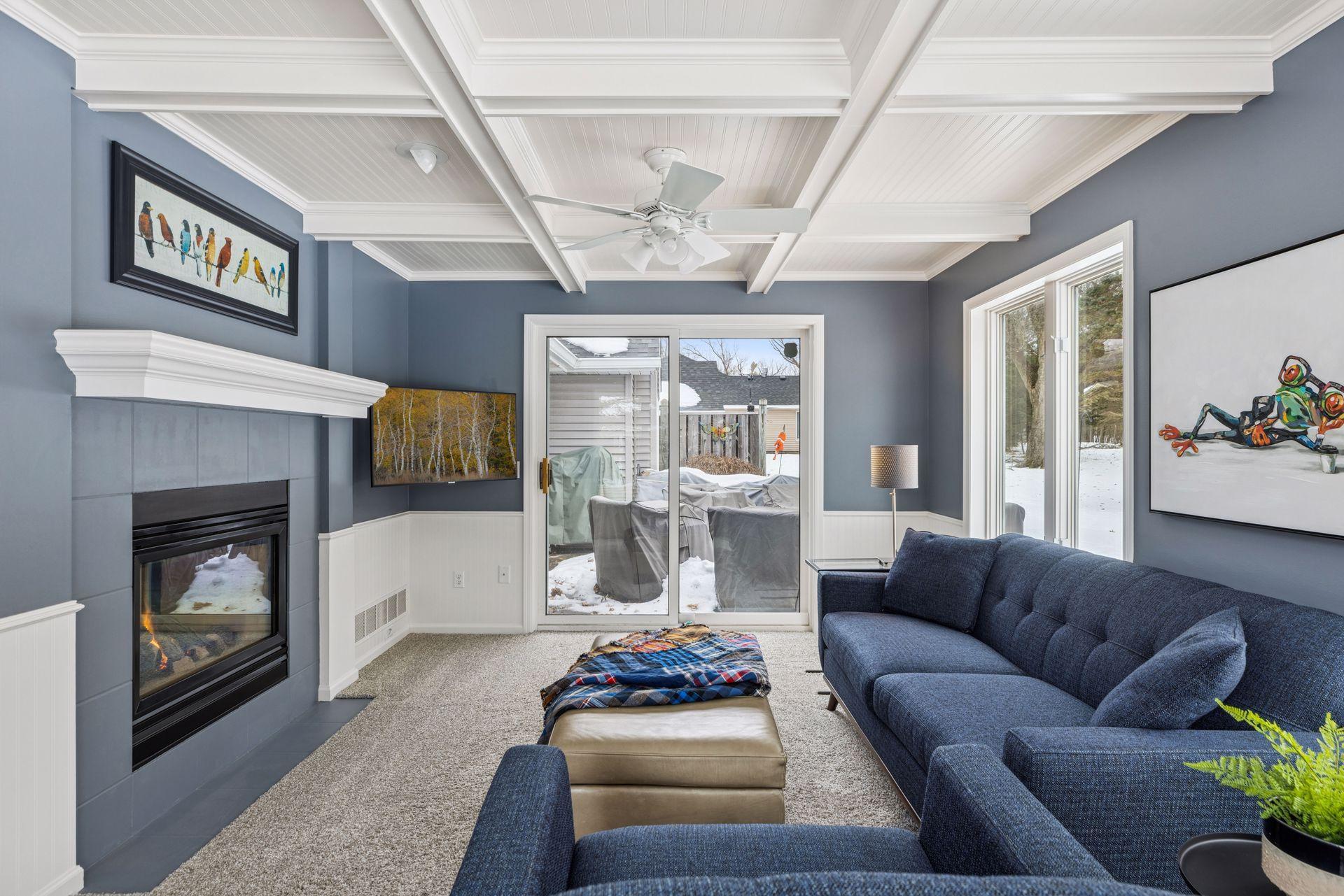 Sunroom with Coffered Ceiling