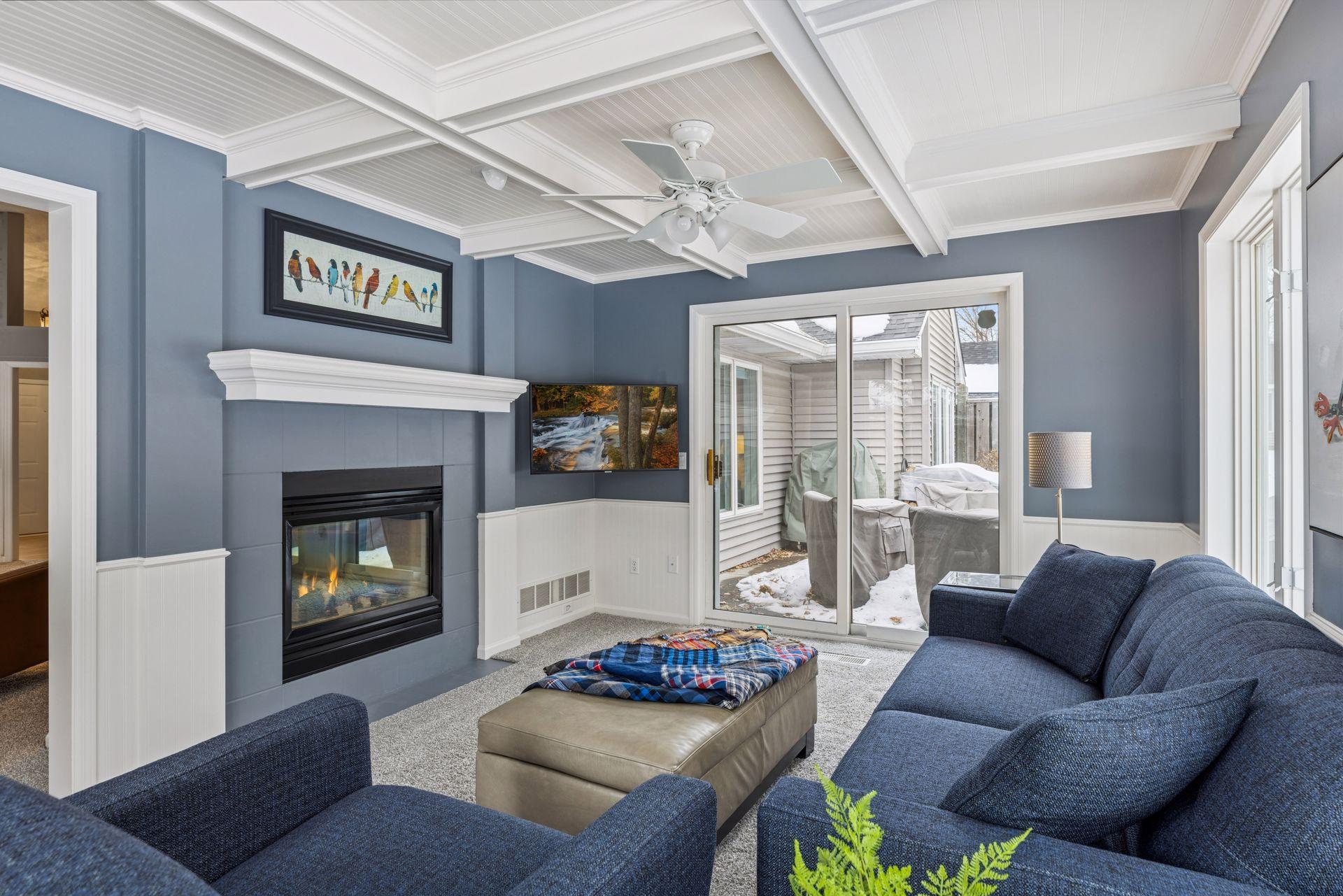 Sunroom with Coffered Ceiling