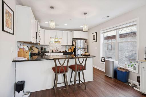 Ample lights and sconces make this space feel warm.