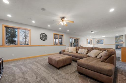 Family Room - Lower Level (flame in fireplace is digitally enhanced)