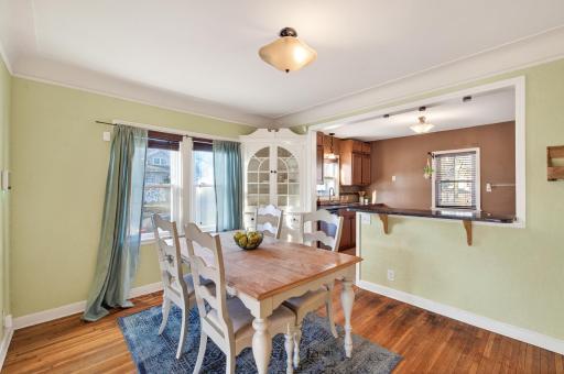 The easy flow between the dining room and living room is great for entertaining!