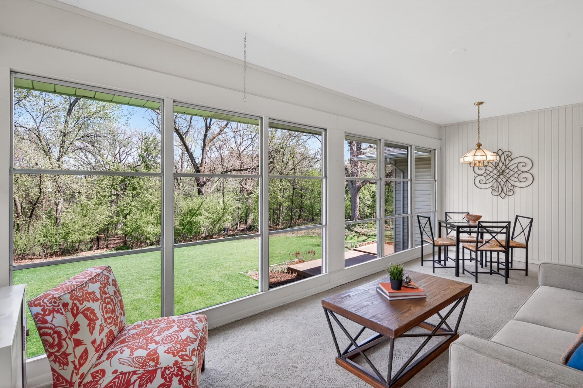 3 season porch with back yard views