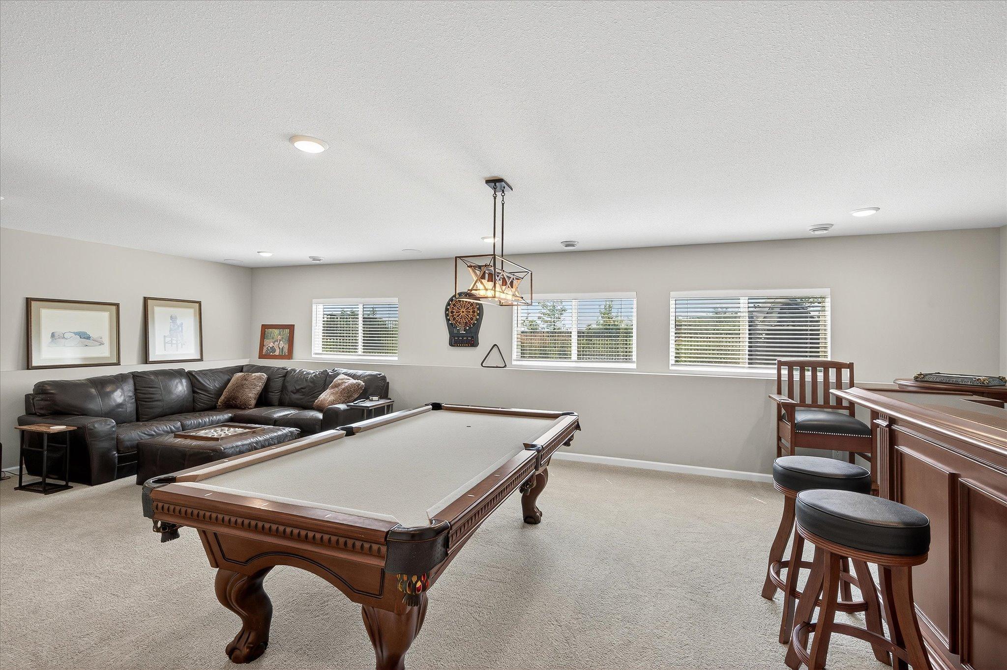 Large lower level perfect for enjoying movie night or game night with guests